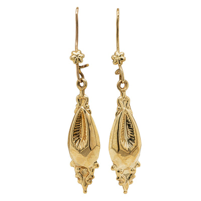 Vintage 9ct Yellow Gold Hollow Drop Earrings - Earrings - Walker & Hall