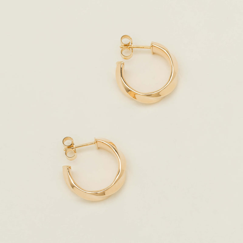 9ct Yellow Gold Ripple Hoop Earrings - Earrings - Walker & Hall
