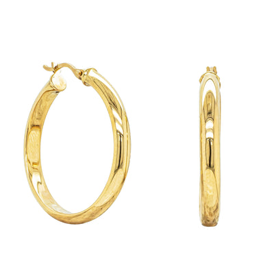 Deja Vu 18ct Yellow Gold Hollow Hoop Earrings - Earrings - Walker & Hall
