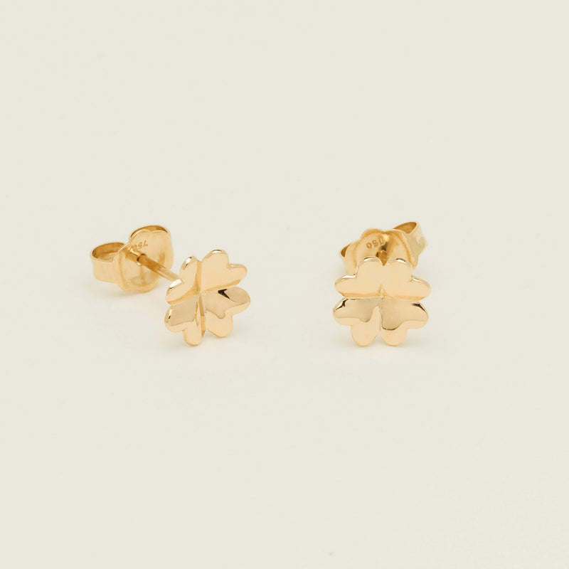 18ct Yellow Gold Clover Stud Earrings