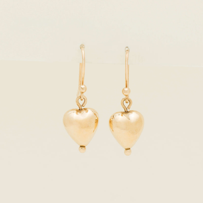 Deja Vu 9ct Yellow Gold Heart Drop Hook Earrings - Earrings - Walker & Hall