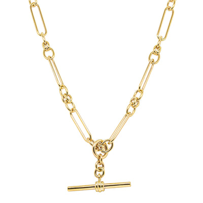 9ct Yellow Gold Paperclip Link Fob Chain-Necklace-Walker & Hall
