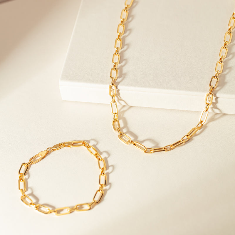 9ct Yellow Gold Paperclip Link Necklace-Necklace-Walker & Hall