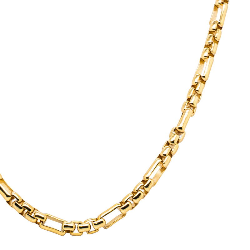 9ct Yellow Gold Square Figaro Chain-Necklace-Walker & Hall