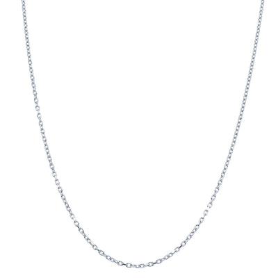 9ct White Gold Round Cable Diamond Cut Chain-Necklace-Walker & Hall