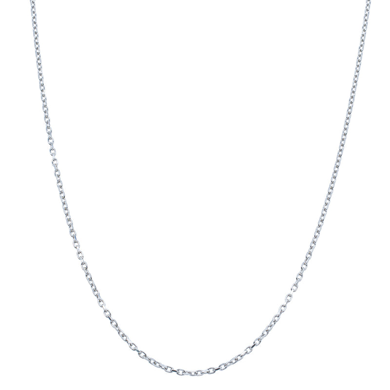 9ct White Gold Round Cable Diamond Cut Chain-Necklace-Walker & Hall