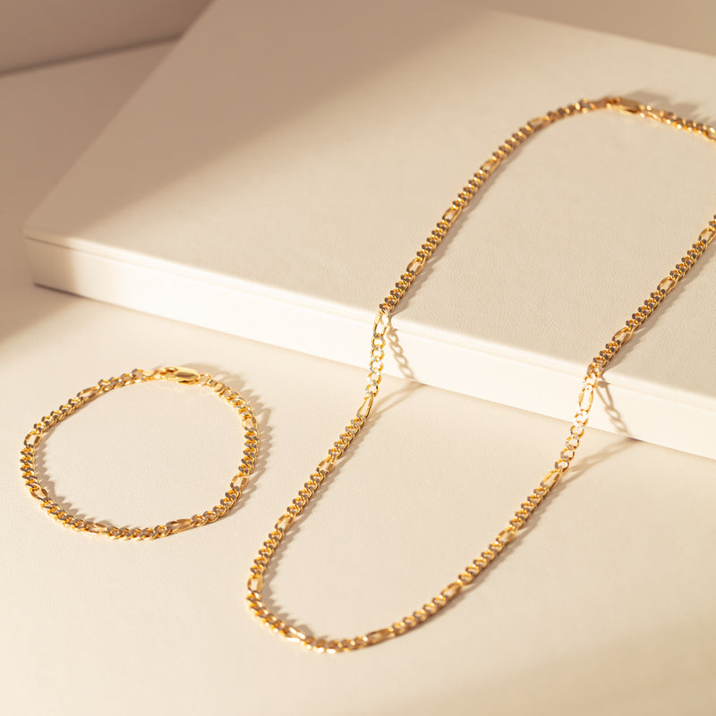 9ct Yellow Gold Figaro Bracelet-Bracelet-Walker & Hall