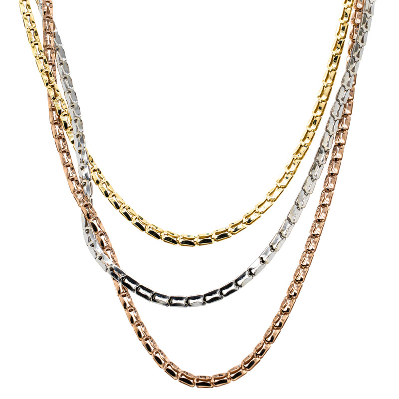 Deja Vu 14ct Tri-Tone Gold Fancy Link Necklace-Necklace-Walker & Hall