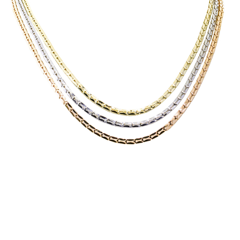 Deja Vu 14ct Tri-Tone Gold Fancy Link Necklace-Necklace-Walker & Hall