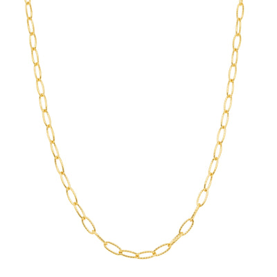 9ct Yellow Gold Textured Oval Link Chain-Necklace-Walker & Hall