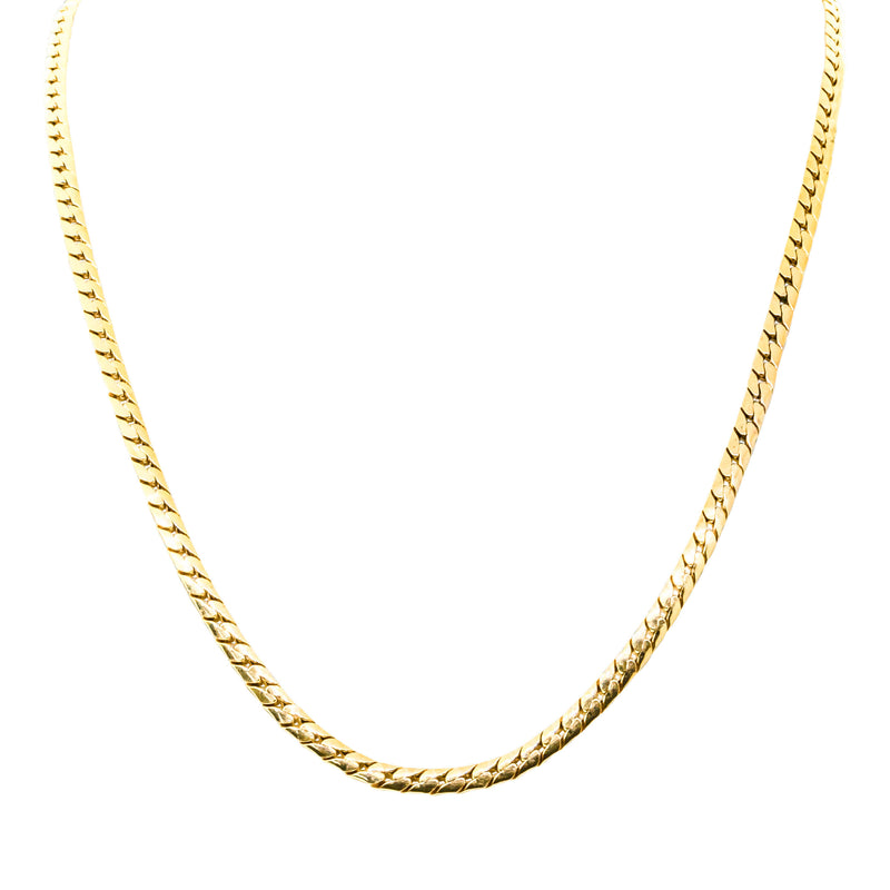 Deja Vu 14ct Yellow Gold Hollow Flat Curb Link Necklace - Necklace - Walker & Hall