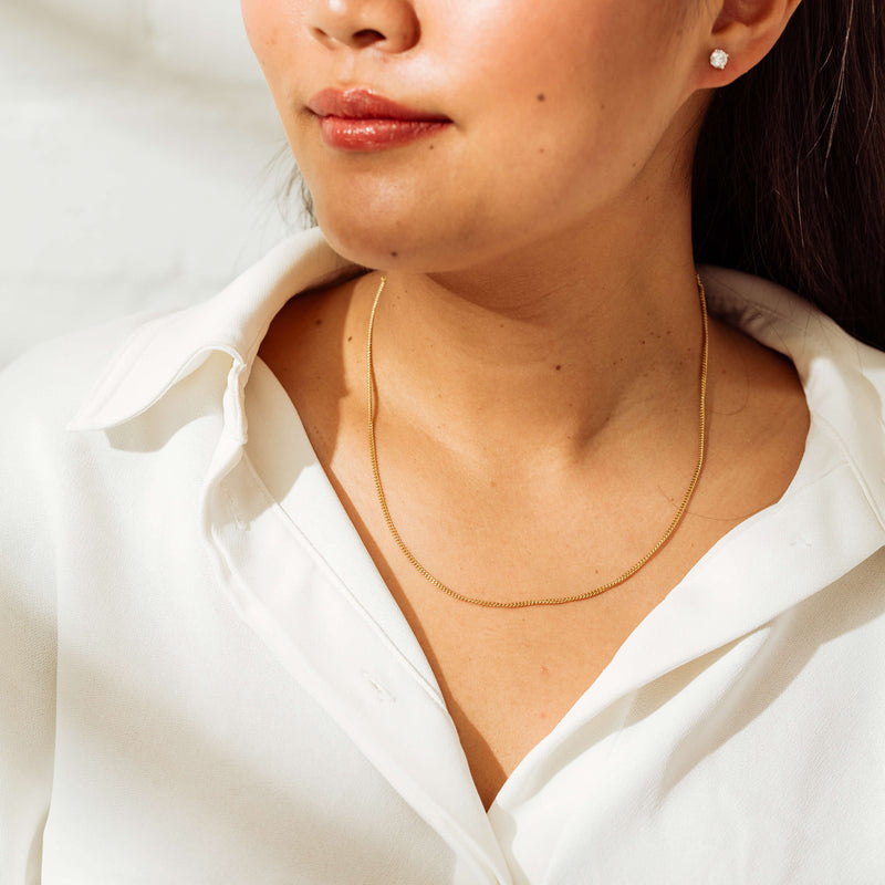 Deja Vu 18ct Yellow Gold Curb Link Necklace 45cm - Necklace - Walker & Hall