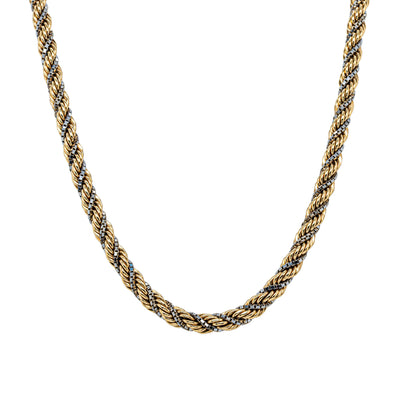Deja Vu 18ct Yellow & White Gold Hollow Rope Link Chain - Necklace - Walker & Hall