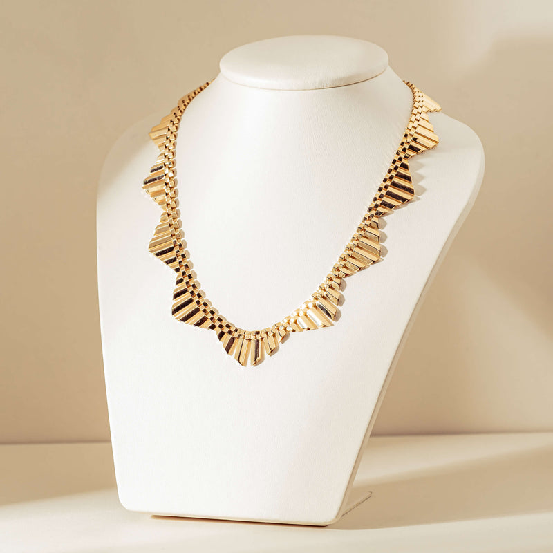 Vintage 9ct Yellow Gold Fancy Link Retro Necklace - Necklace - Walker & Hall