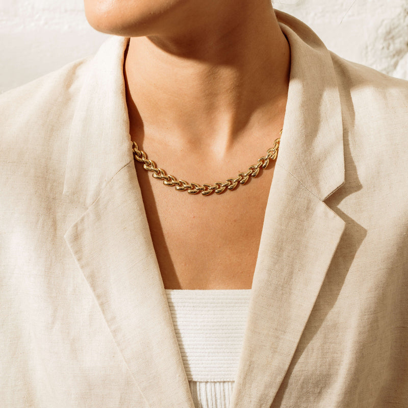 Deja Vu 14ct Yellow Gold Hollow Wishbone Necklace - Necklace - Walker & Hall