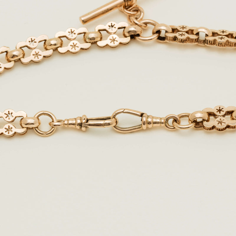 Vintage 9ct Rose Gold Fancy Link Fob Necklace 48cm