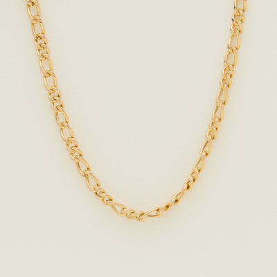 Deja Vu 9ct Yellow Gold Hollow Figaro Link Necklace - Necklace - Walker & Hall