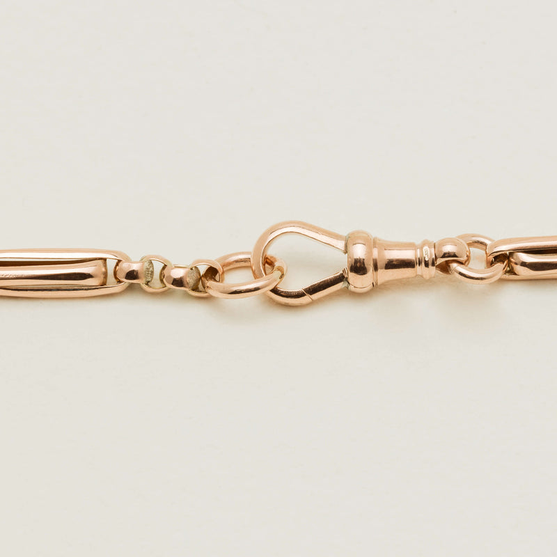 Vintage 9ct Rose Gold Belcher Trombone Link Necklace