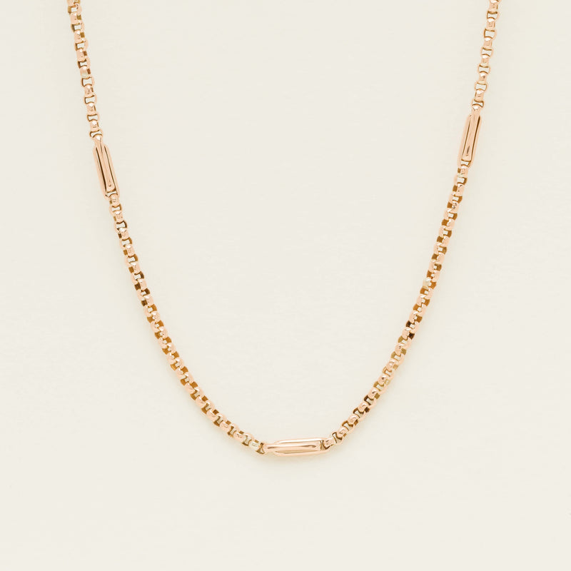 Vintage 9ct Rose Gold Belcher Trombone Link Necklace