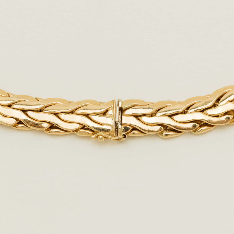 Deja Vu 18ct Yellow Gold Hollow Braided Wheat Necklace