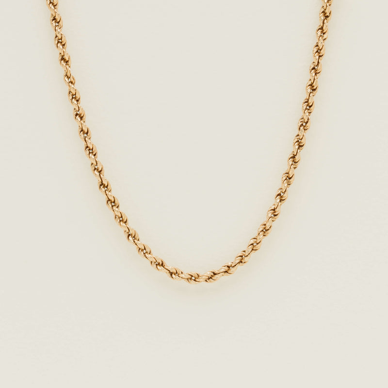 Deja Vu 9ct Rose Gold Hollow Rope Link Necklace 36cm - Necklace - Walker & Hall
