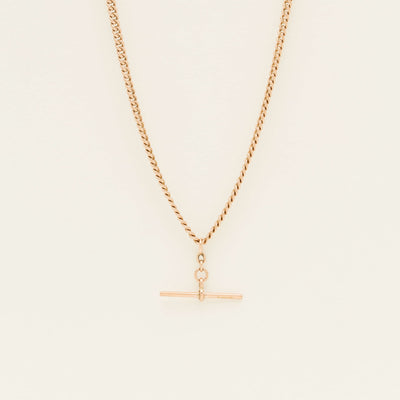 Vintage 9ct Rose Gold Curb Link Fob Necklace - Necklace - Walker & Hall