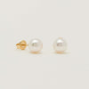 9ct Yellow Gold Akoya Pearl Studs - 8mm - Earrings - Walker & Hall