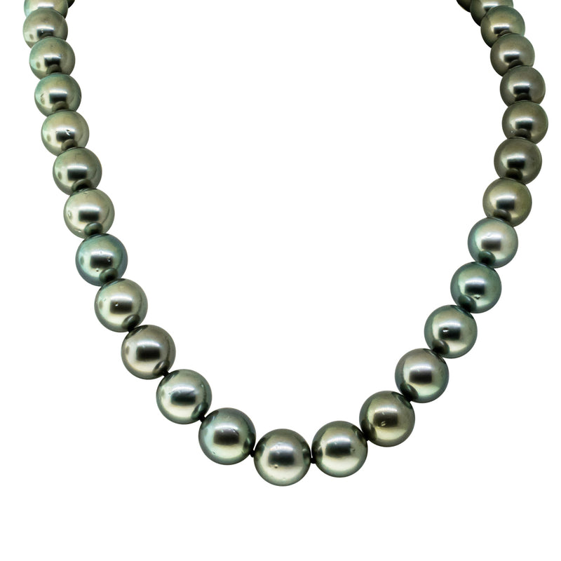 18ct White Gold Cultured Black Pearl Necklace-Necklace-Walker & Hall