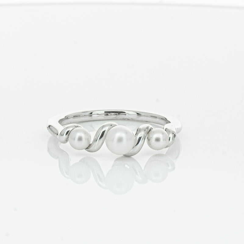 18ct White Gold Akoya Pearl Margaux Ring-Ring-Walker & Hall