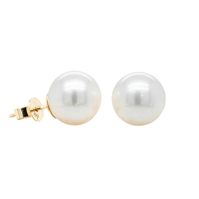 9ct Yellow Gold 9-10mm South Sea Pearl Earrings-Earrings-Walker & Hall