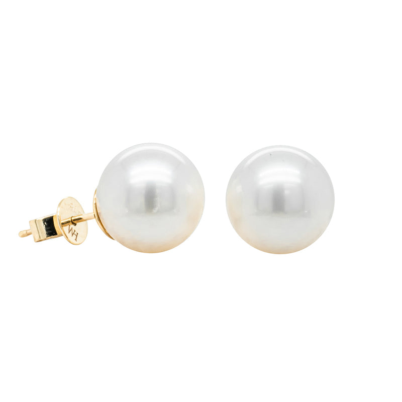 9ct Yellow Gold 9-10mm South Sea Pearl Earrings-Earrings-Walker & Hall