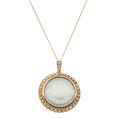 Vintage 10ct Yellow Gold Pearl Locket-Necklace-Walker & Hall