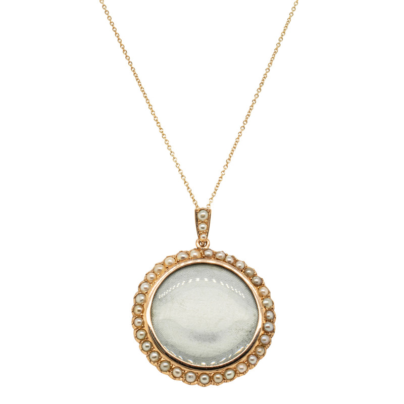 Vintage 10ct Yellow Gold Pearl Locket-Necklace-Walker & Hall