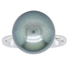 18ct White Gold 13mm Tahitian Black Pearl & Diamond Ring-Ring-Walker & Hall