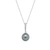 Deja Vu 18ct White Gold Black Pearl & Diamond Pendant-Necklace-Walker & Hall