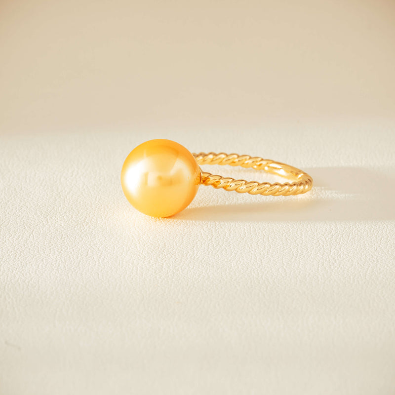 18ct Yellow Gold 10mm Golden Pearl Twine Ring - Ring - Walker & Hall