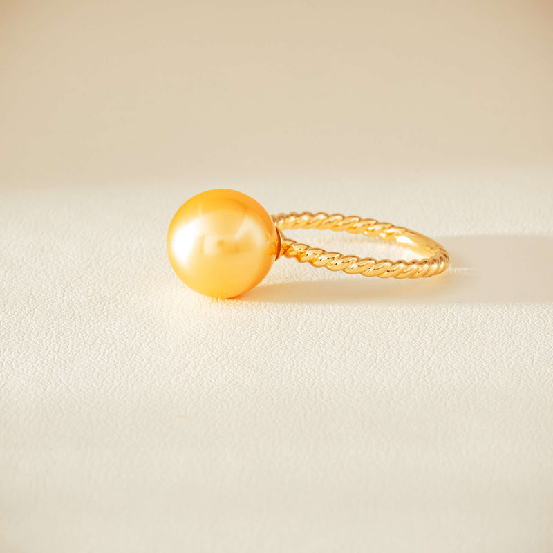 18ct Yellow Gold 10mm Golden Pearl Twine Ring - Ring - Walker & Hall