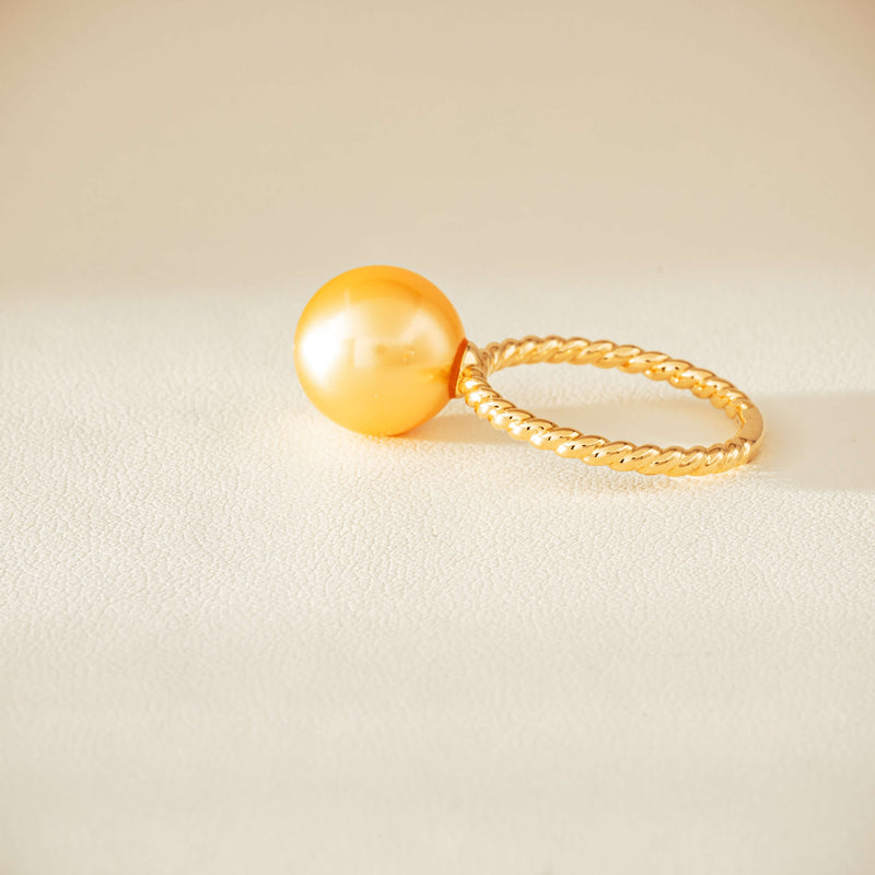 18ct Yellow Gold 10mm Golden Pearl Twine Ring - Ring - Walker & Hall