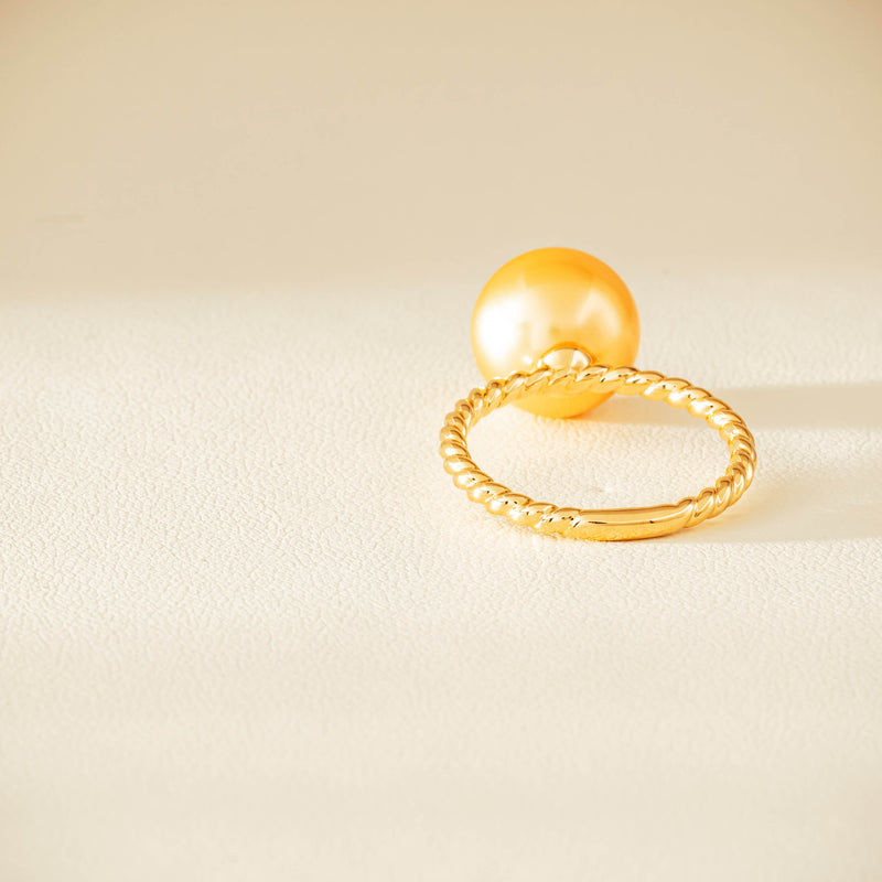 18ct Yellow Gold 10mm Golden Pearl Twine Ring - Ring - Walker & Hall