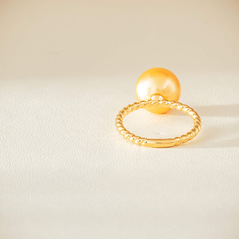 18ct Yellow Gold 10mm Golden Pearl Twine Ring - Ring - Walker & Hall