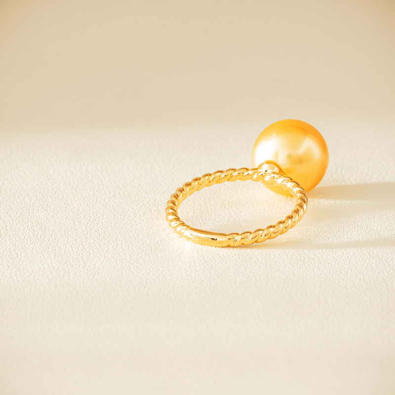 18ct Yellow Gold 10mm Golden Pearl Twine Ring - Ring - Walker & Hall