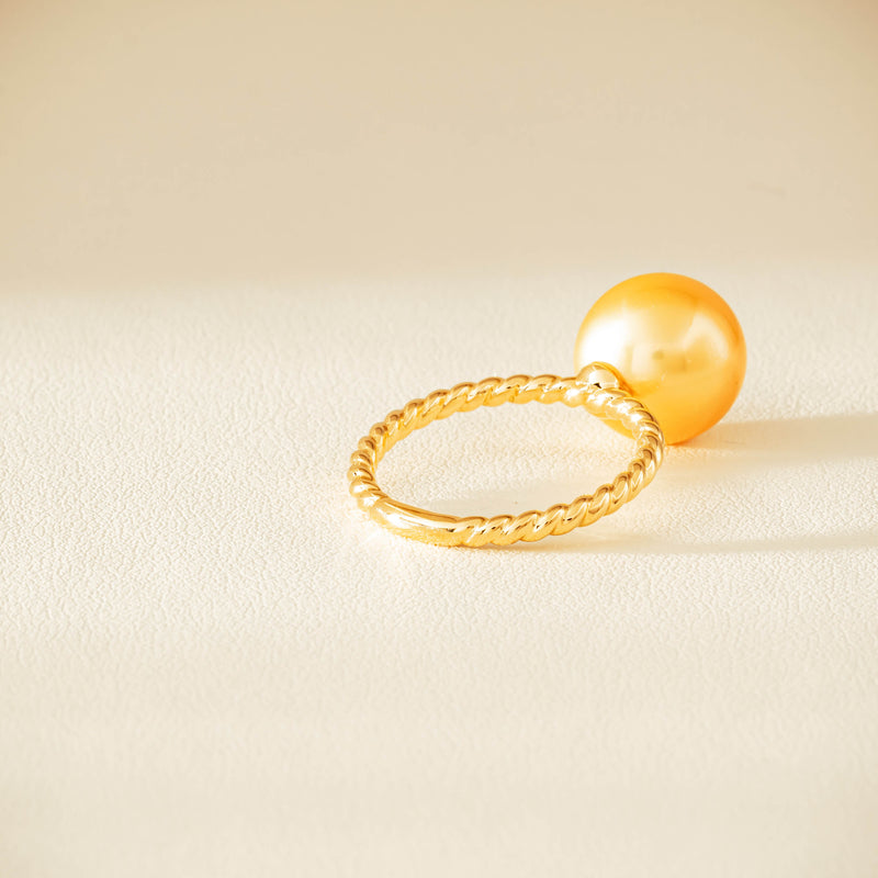 18ct Yellow Gold 10mm Golden Pearl Twine Ring - Ring - Walker & Hall