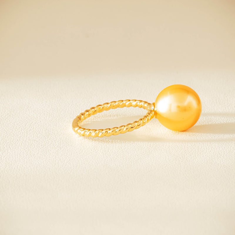 18ct Yellow Gold 10mm Golden Pearl Twine Ring - Ring - Walker & Hall