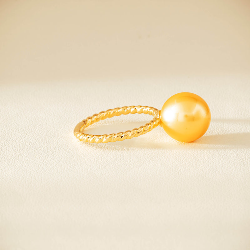 18ct Yellow Gold 10mm Golden Pearl Twine Ring - Ring - Walker & Hall