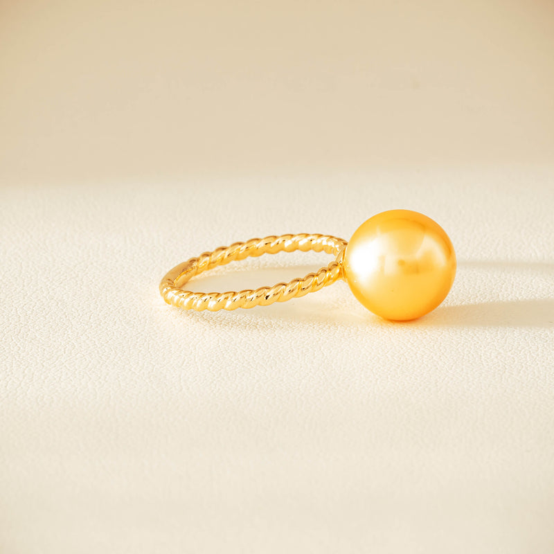 18ct Yellow Gold 10mm Golden Pearl Twine Ring - Ring - Walker & Hall