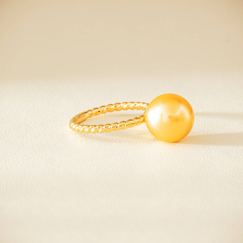 18ct Yellow Gold 10mm Golden Pearl Twine Ring - Ring - Walker & Hall
