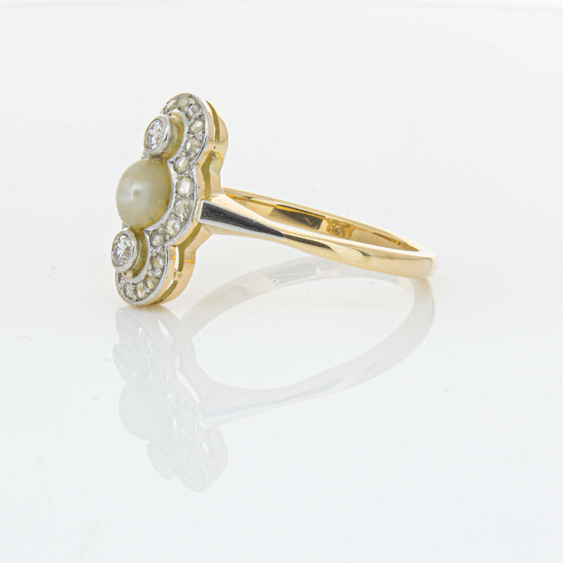 Vintage 14ct Yellow Gold Pearl & Diamond Ring - Ring - Walker & Hall