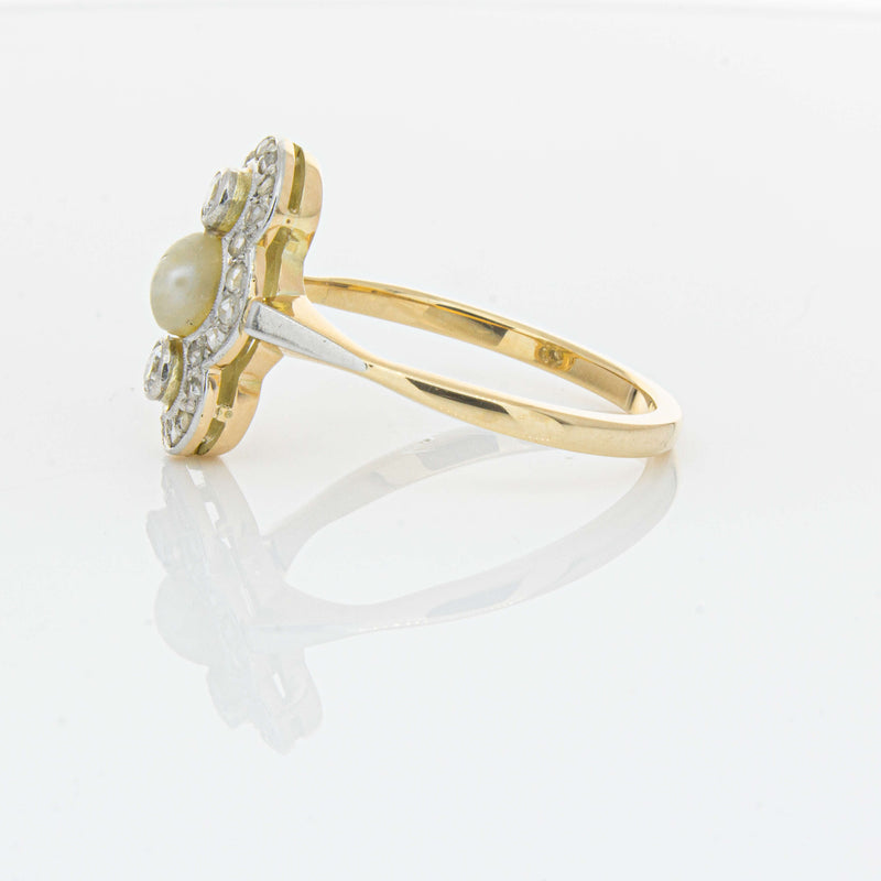 Vintage 14ct Yellow Gold Pearl & Diamond Ring - Ring - Walker & Hall