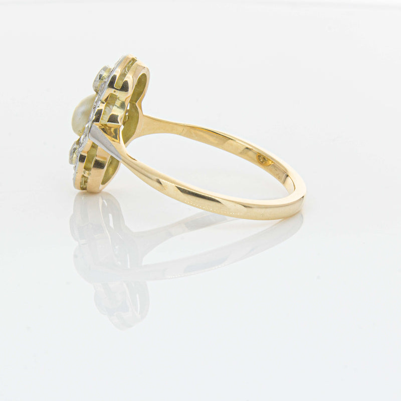Vintage 14ct Yellow Gold Pearl & Diamond Ring - Ring - Walker & Hall