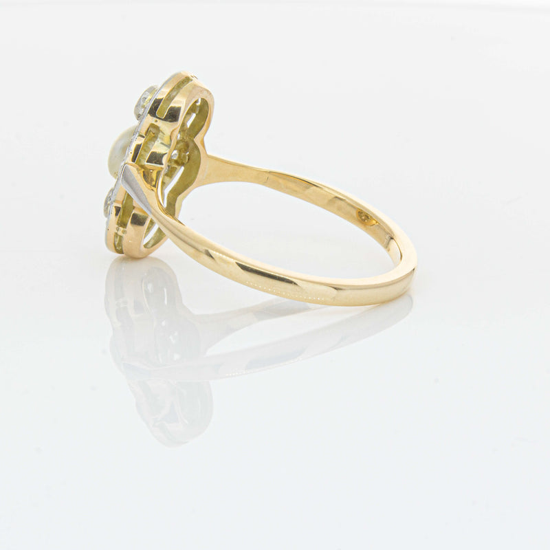 Vintage 14ct Yellow Gold Pearl & Diamond Ring - Ring - Walker & Hall